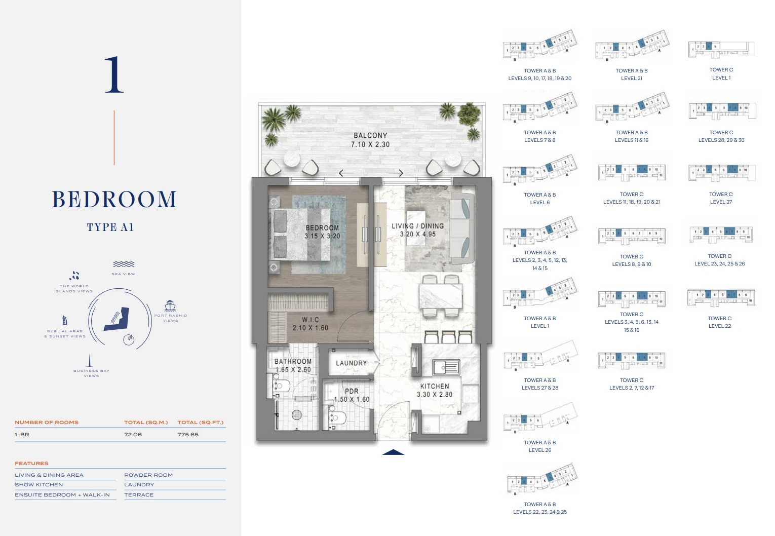 1 Bedroom Residence floor plan