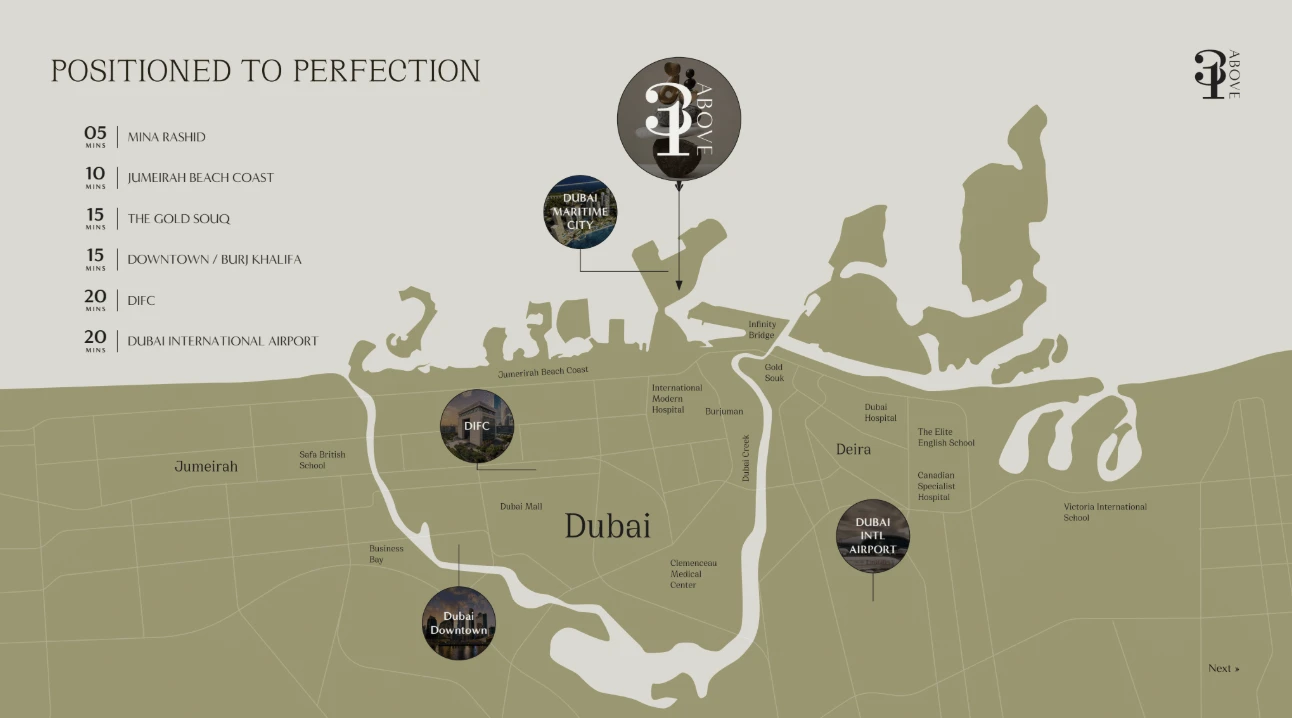 31 Above - Dubai Maritime City location map