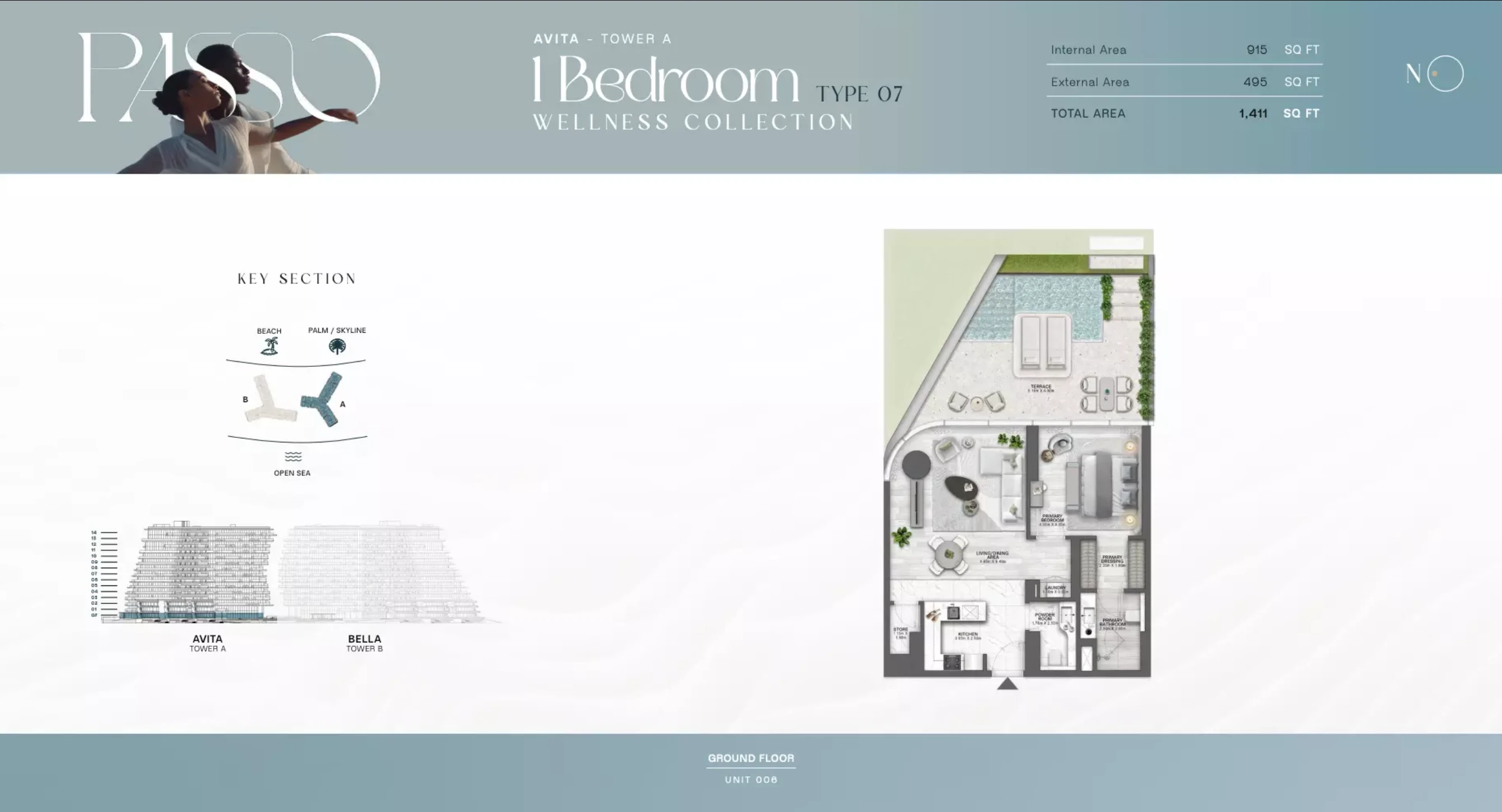 1 Bedroom Residence floor plan
