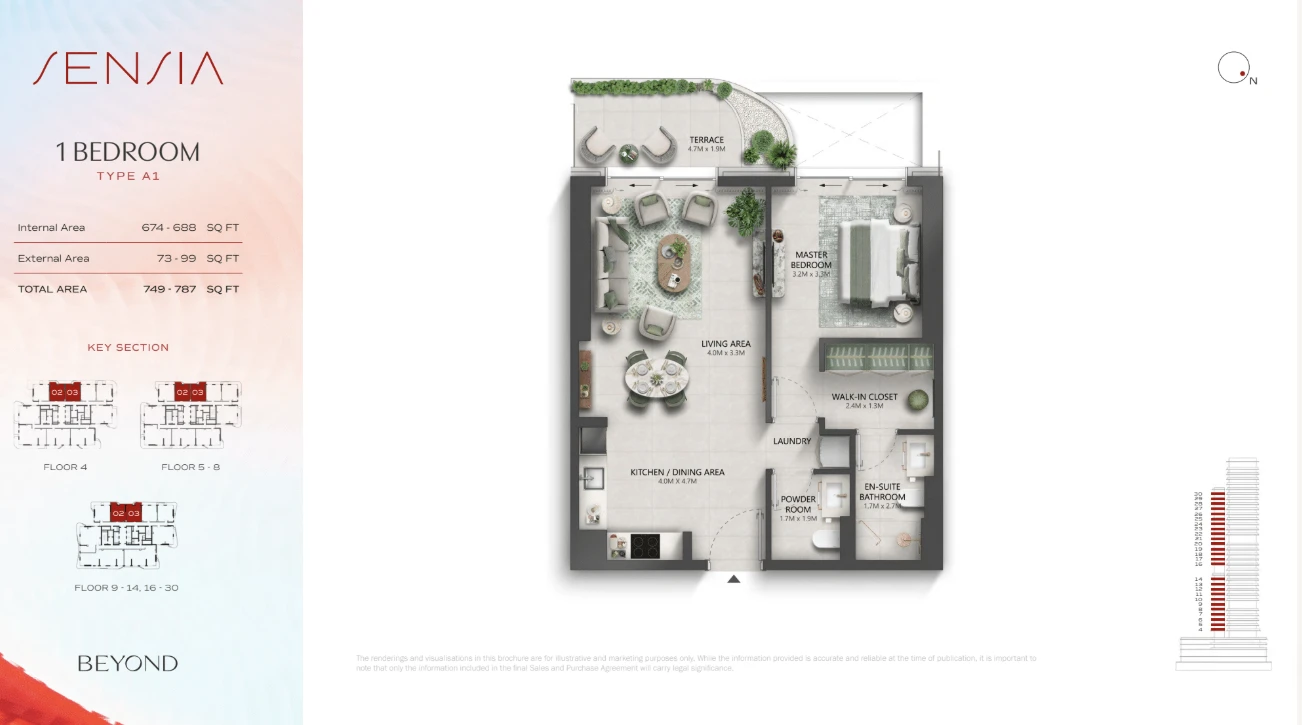1 Bedroom Residence (Typical) floor plan
