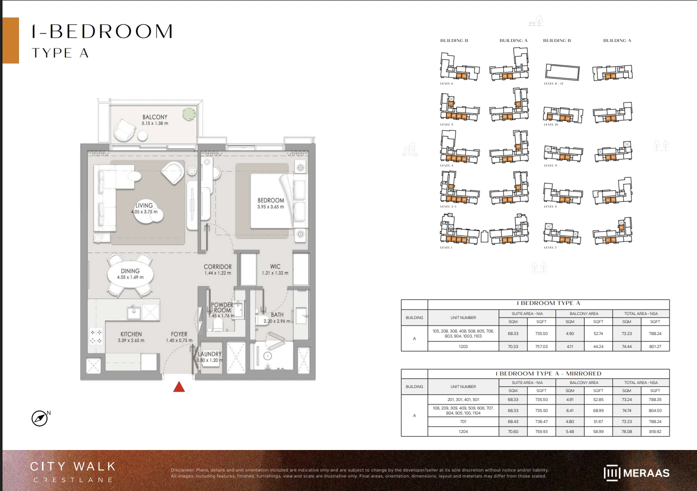 1-BEDROOM TYPE A floor plan