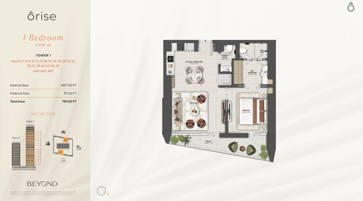 1 Bedroom Residence floor plan